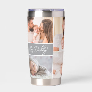 Botella Aislada Te Amamos Papá Personalizado con Múltiples Fotos D