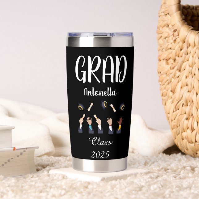 Botella Aislada Termo de graduado blanco y negro (Sala de estar (girado))