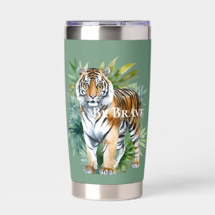 Botella Aislada Tigre con hojas