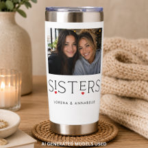 Tipografía de corazón de hermanas Foto Blanca