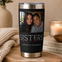 Tipografía de corazón de hermanas Foto negra
