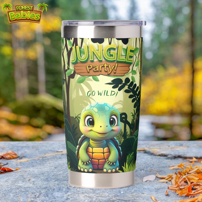 Botella Aislada Tortuga dulce, 🐢 salvaje de tortuga bebé (Cute Jungle Party Tortoise, Fun Whimsical Baby Turtle Graphic Woodland Wildlife Insulated Tumbler 🐢)