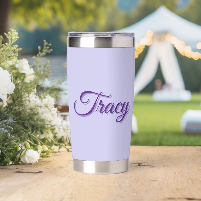 Botella Aislada Tracy chicas nombre en morado, (Boda (girado))
