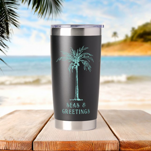 Botella Aislada Tropical Palm Tree Seas and Greetings Christmas (Playa)