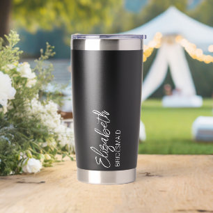 BOTELLA AISLADA TUMBLADOR DE BRIDESMAID NEGRO Y BLANCO MODERNO