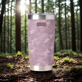 Botella Aislada Tumbler Aislado De Camuflaje Rosado De Camo Dusty