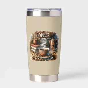 Botella Aislada Tumbler aislado por tiempo de café