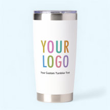 Tumbler blanco aislado personalizado con logotipo 