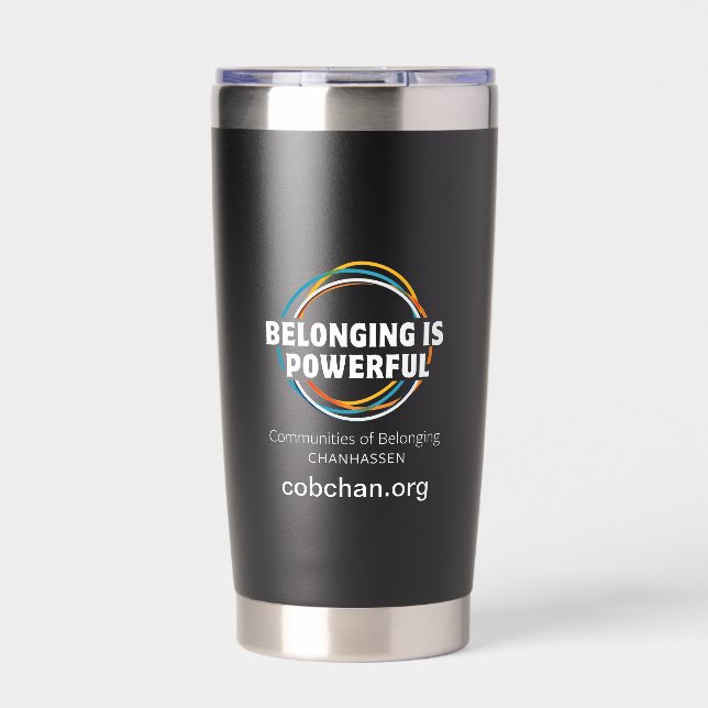 Botella Aislada Tumbler de CoBC (texto blanco) - Pertenecer es pod (Frente)