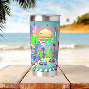 Botella Aislada Tumbler de vino sin cáscara Beach Day
