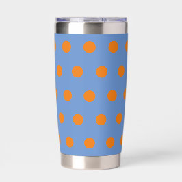 Botella Aislada Tumbler térmico de Punto Polka (Denim Blue & Naran