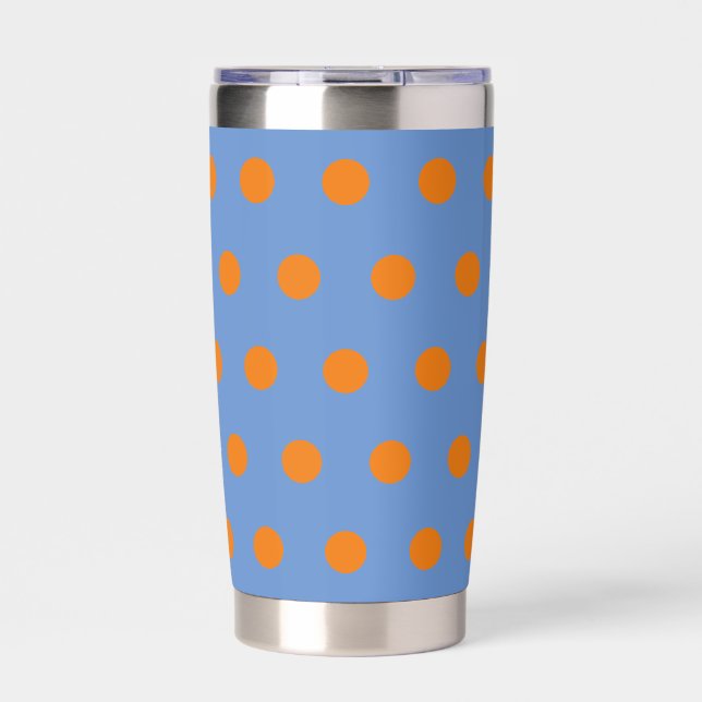 Botella Aislada Tumbler térmico de Punto Polka (Denim Blue & Naran (Frente)