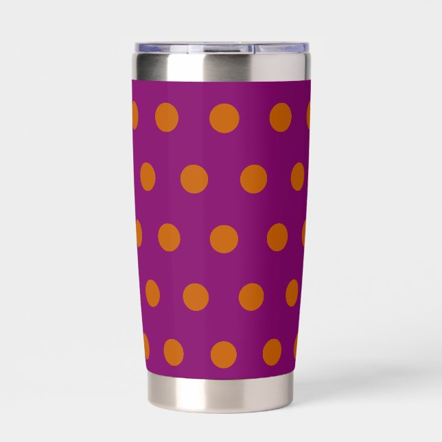 Botella Aislada Tumbler térmico de Punto Polka (Magenta Profundo y (Frente)