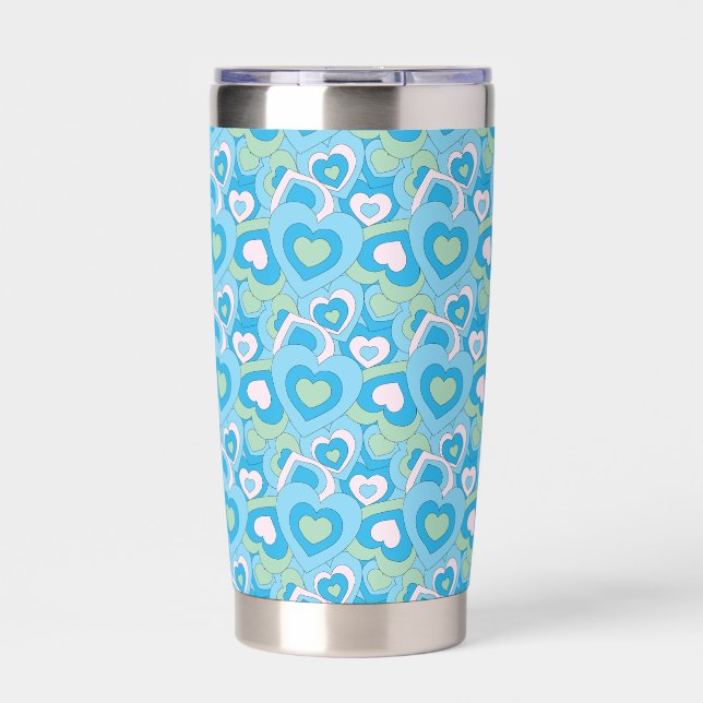 Botella Aislada Turquoise Retro Heart Tumbler (Frente)