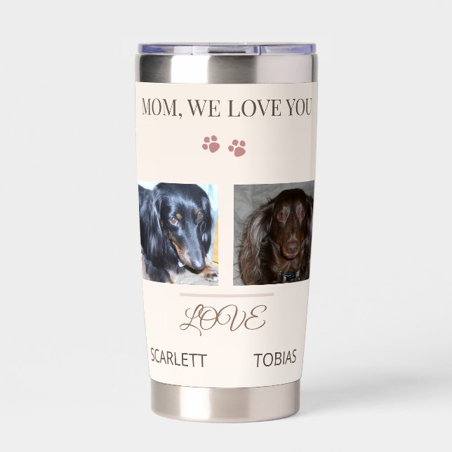Botella Aislada Two Paws Send Love Whenever Mom Goes (Frente)