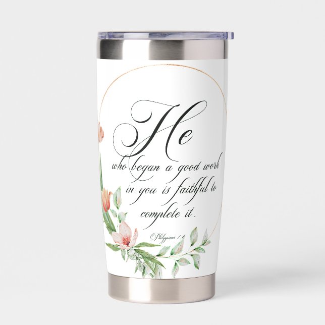 Botella Aislada Un buen trabajo, marco de tulipanes rosados (Izquierdo)