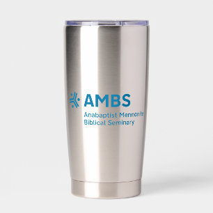 Botella Aislada Vaso de acero inoxidable con logotipo azul de AMBS