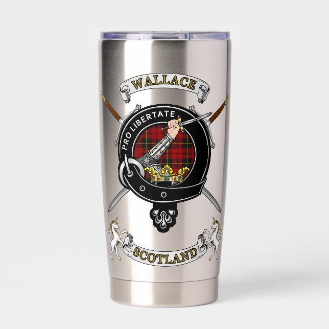 Botella Aislada Wallace Clan Badge Tartan & Swords (Frente)