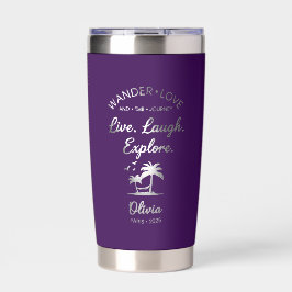 Botella Aislada Wander Love, Live Laugh Explore, Purple Insulated 