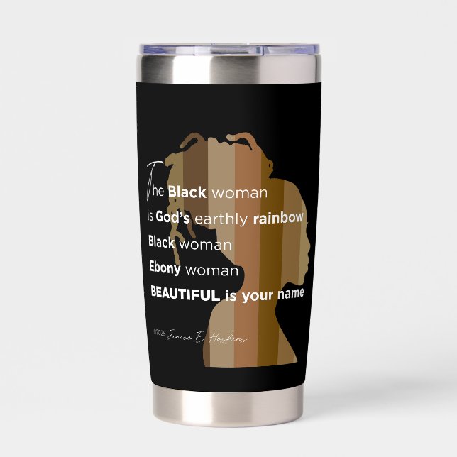 Botella Aislada Water Bottle "Ebony woman"  "Earthly rainbow" Insu (Frente)