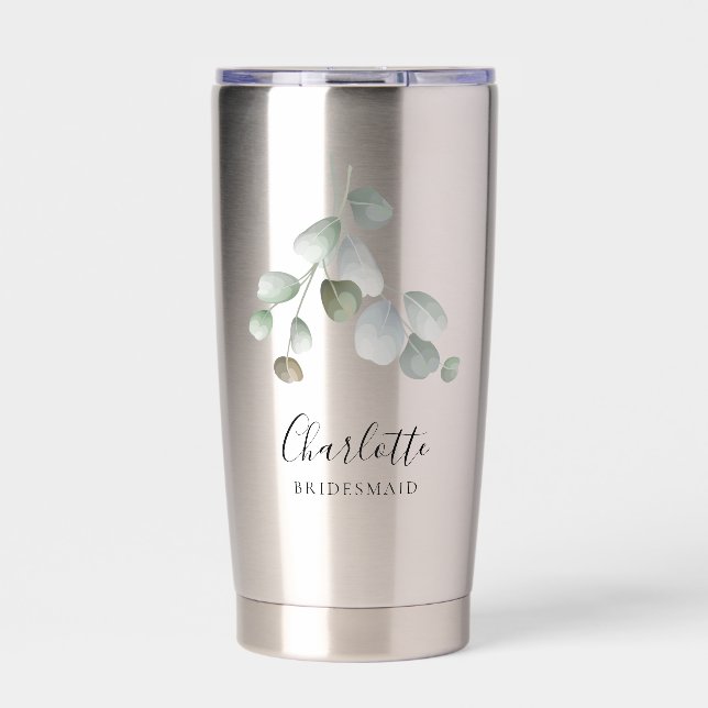 Botella Aislada Watercolor Script Moderno Boda Bridesmaid (Frente)