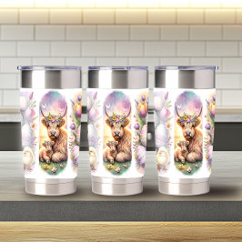 Botella Aislada Whimsical Brushstrot Highland Cow Easter 20oz