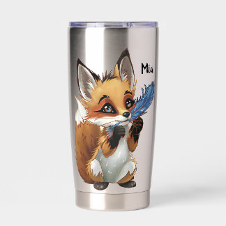 Botella Aislada Whimsical Fox with a Feather