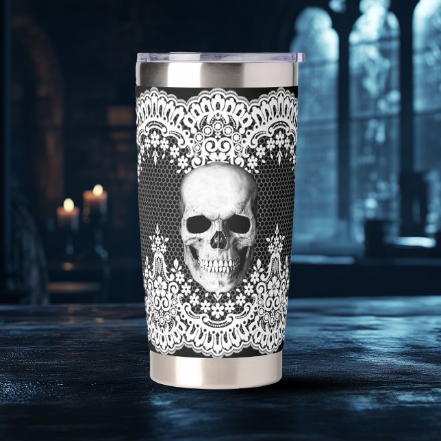 Botella Aislada White Lace Gothic Skull (Subido por el creador)