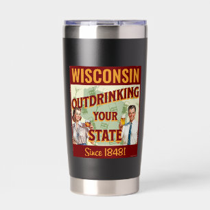 Botella Aislada Wisconsin Sobrebebiendo De Su Estado Desde 1848