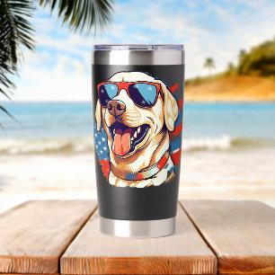 Botella Aislada Yellow Lab 4 de julio Diseño Patriótico Pup Labrad