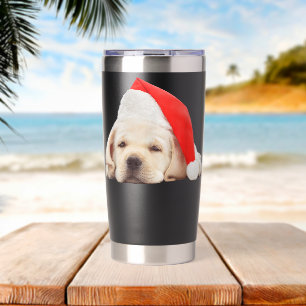 Botella Aislada Yellow Lab Puppy Cum Santa Hat Image Navidades
