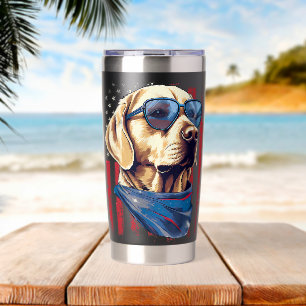 Botella Aislada Yellow Labrador Bandera Americana USA Yellow Lab 4