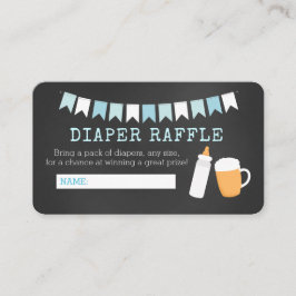 Botella azul Baby-Q y tarjetas Raffle Beer Diaper