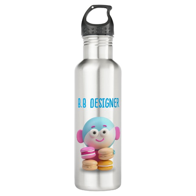 Botella Cute Macaron colorida, Personalizable (Anverso)