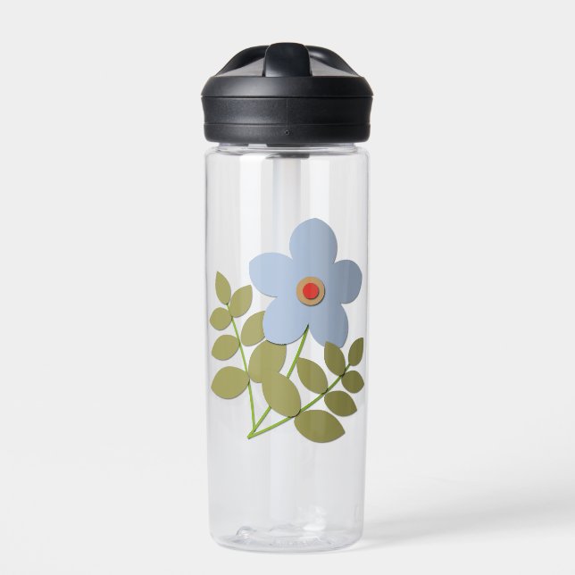 Botella De Agua С una flor azul simple (Delante)