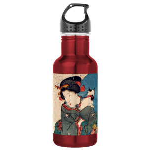 Botella De Agua 少 女 と 猫, 国 芳 Chica con Cat, Kuniyoshi, Ukiyo-e