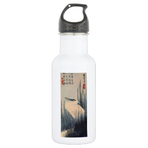 Botella De Agua 葦 に 白 鷺, 広 garza blanca y Reed, Hiroshige, Ukiyo-e