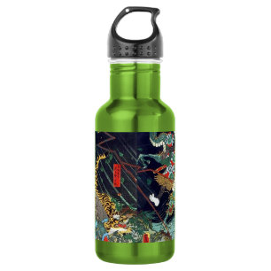 Botella De Agua 虎 龍, 豊 国 Dragón y Tigre, Toyokuni, Ukiyo-e