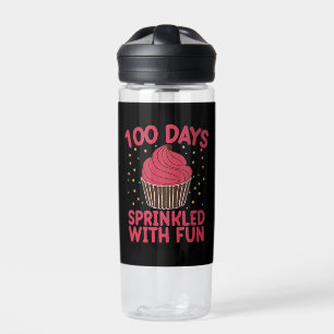 Botella De Agua 100 Días Salpicados De Diversión Cupcake Colegiala