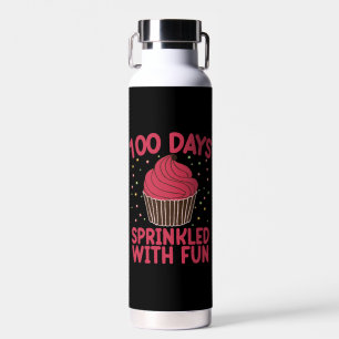 Botella De Agua 100 Días Salpicados De Diversión Cupcake Colegiala