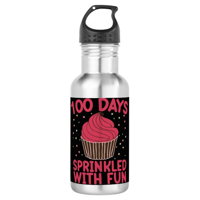 Botella De Agua 100 Días Salpicados De Diversión Cupcake Colegiala (Anverso)