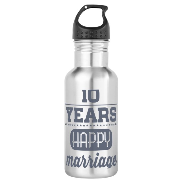 Botella De Agua 10 años de boda feliz (Anverso)