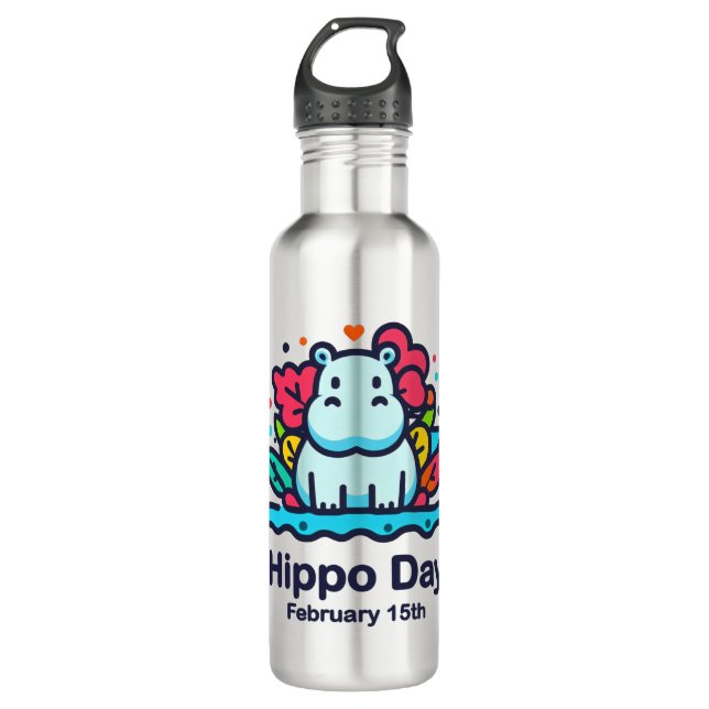 Botella De Agua 15 de febrero Día de Hippo (Anverso)