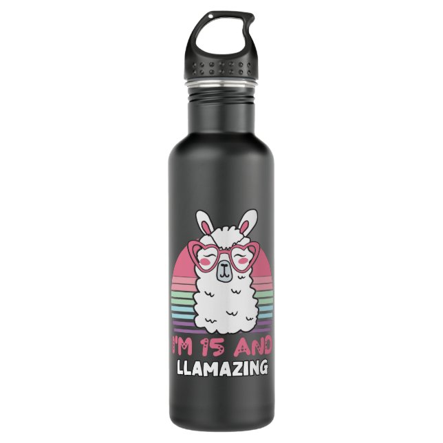 Botella De Agua 15 Years Old Bday Llamazing 15th Birthday Llama (Anverso)