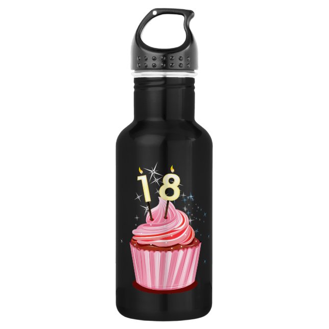 Botella De Agua 18 Aniversario - Pastel rosa (Anverso)