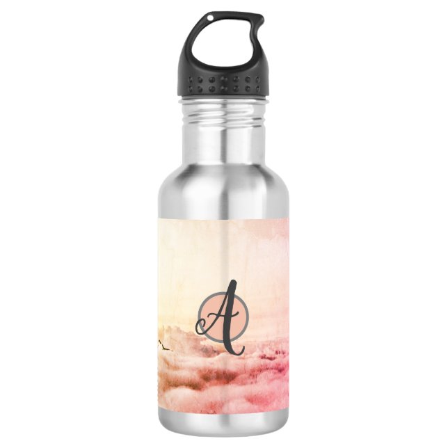 Botella de agua (18 oz), NUBES de acero inoxidable (Anverso)