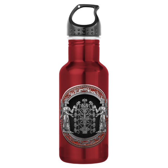 Botella De Agua [201] Dos Ninurtas plateadas con árbol de la vida (Anverso)