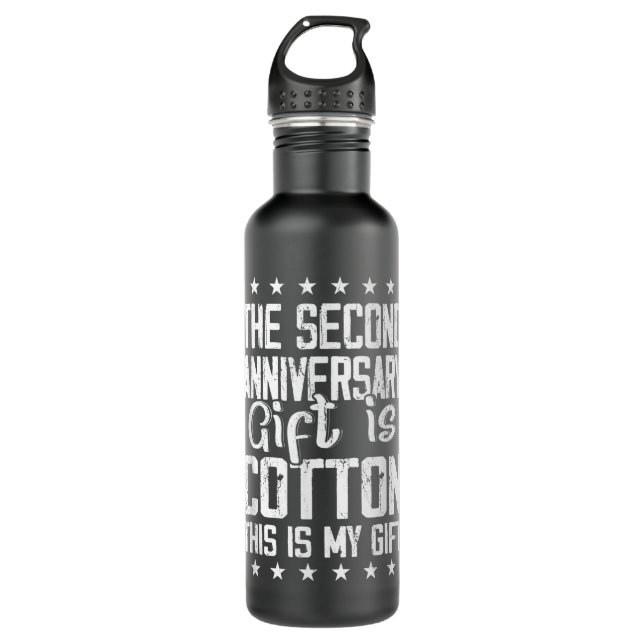 Botella De Agua 2nd Wedding Anniversary Cotton Him Husband Her (Anverso)