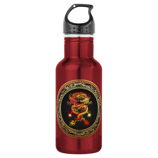 Botella De Agua [300] Dragones rojos y amarillos (Anverso)