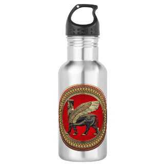 Botella De Agua [300] Toro alado asirio: Oro y Lamassu negro